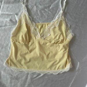 SHEIN Yellow Lace Trim Camisole
